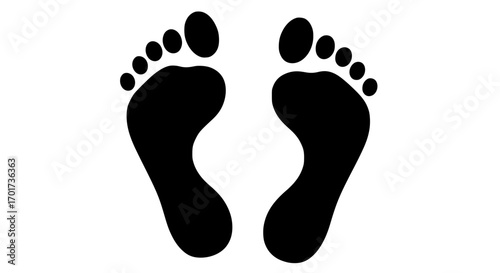 Black footprints silhouette simple iconic human steps walking symbol isolated minimalist graphic