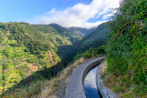 Along the levada nova in the mountains on the island of Madeira