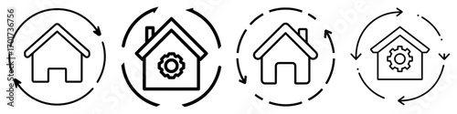 Modern home repair icon isolated on a white background with editable colors