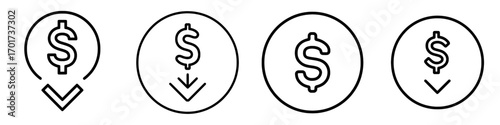 A modern cost reduction icon for use in computer, web, and mobile applications