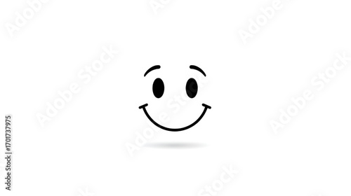 Vector graphic of a simple smiling face icon on a white background. Minimalist emoticon representing happiness and positive emotions