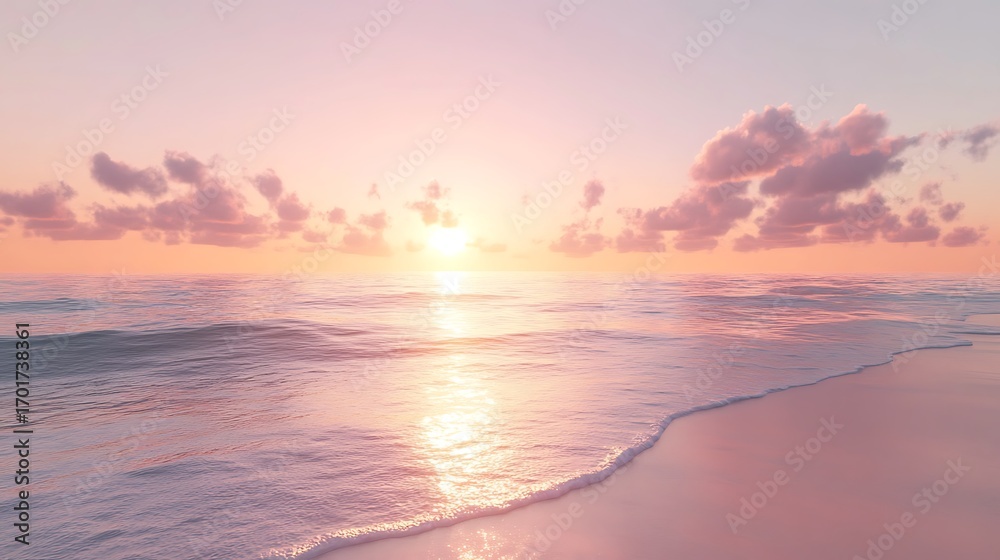 Fototapeta premium Vibrant clouds glowing with evening sunlight above calm sea high resolution picture