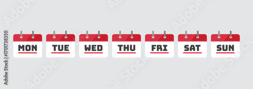 weekday icon, red calendar icon