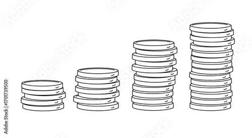 Growing stacks of coins representing financial growth and investment success vector
