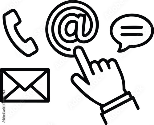 Contact Icons with Open Hand communication mail 
