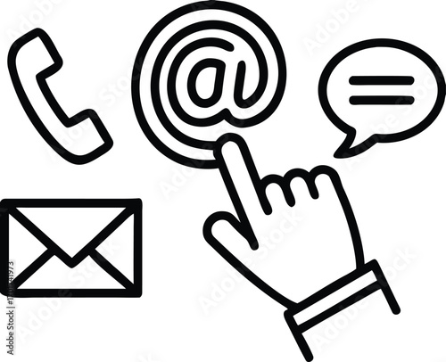 Contact Icons with Open Hand communication mail 
