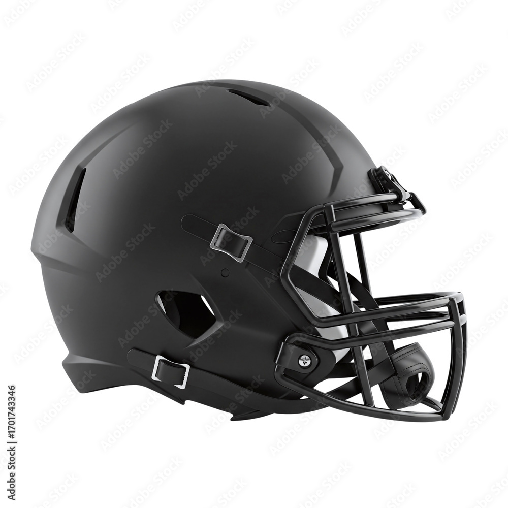 Fototapeta premium Matte black american football helmet isolated