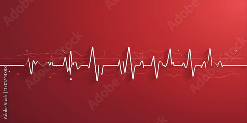 Green EKG graph of a healthy heartbeat on a medical monitor with a red heart