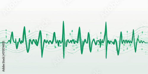 A vibrant green background with an abstract heartbeat line, a vector illustration of a healthy pulse on an electrocardiogram