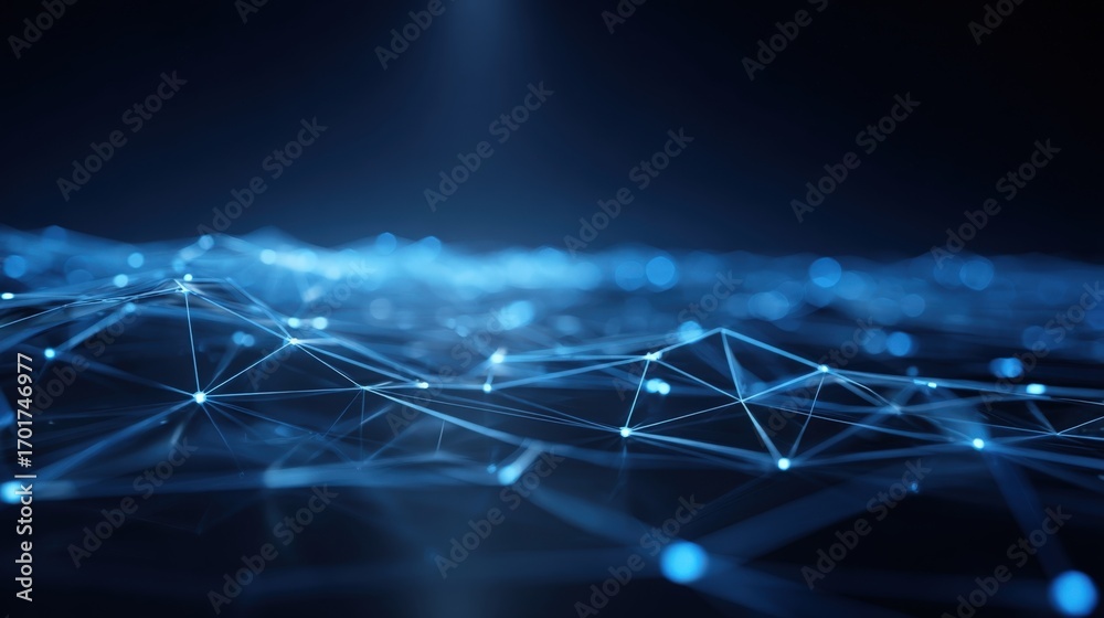 Obraz premium Abstract Technology Network Background with Blue Lights and Connections for Digital Innovation