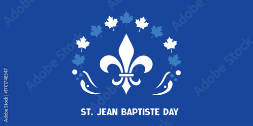 St. Jean Baptiste Day Fleur-de-lis with Maple Leaves Illustration