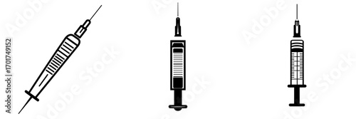 A clean and minimalist illustration of a syringe, perfect for medical, healthcare, and pharmaceutical designs, is represented by the Syringe Icon