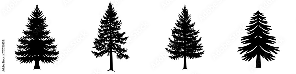 Obraz premium Evergreen Silhouette: A simple yet powerful silhouette of a tall evergreen tree, symbolizing strength, resilience, and the enduring beauty of nature