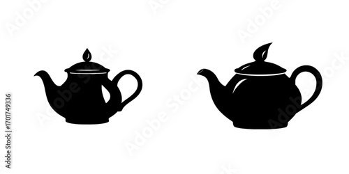 This icon features a traditional teapot in a simple, minimalist silhouette design, ideal for incorporation into web design, branding, and app interfaces, where it can convey warmth, comfort, and