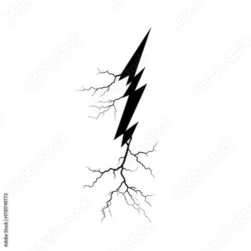 The icon known as the Lightning Bolt Icon boasts a minimalist aesthetic, with a bold black lightning bolt and a subtle line beneath, ideal for incorporation into web design, mobile apps, and graphic