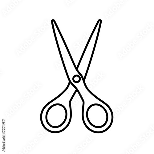 The Simple Scissors Icon is a clean and minimalist representation of a pair of scissors, ideal for design projects requiring a basic cutting tool symbol