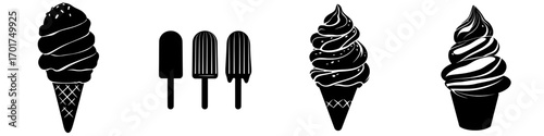 The Ice Cream Cone Icon is a simple yet sweet modern icon depicted in black and white, symbolizing a classic ice cream cone, ideal for dessert menus, food blogs, and summer-themed designs