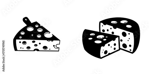 The Cheese Wedge Icon is a simple yet striking modern representation of a wedge of cheese, complete with distinct holes, ideal for use on menus, culinary websites, or designs related to cheese