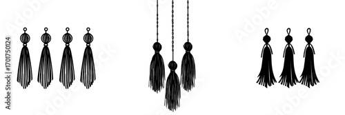 A bold, black and white tassel icon that embodies minimalism, bringing a sense of refinement to various design projects