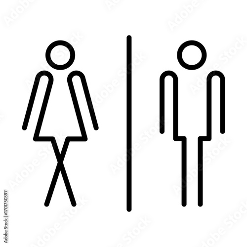 Toilet line icons set. Men and women restroom icon sign right arrow. Disabled wheelchair icon. Vector Illustration	