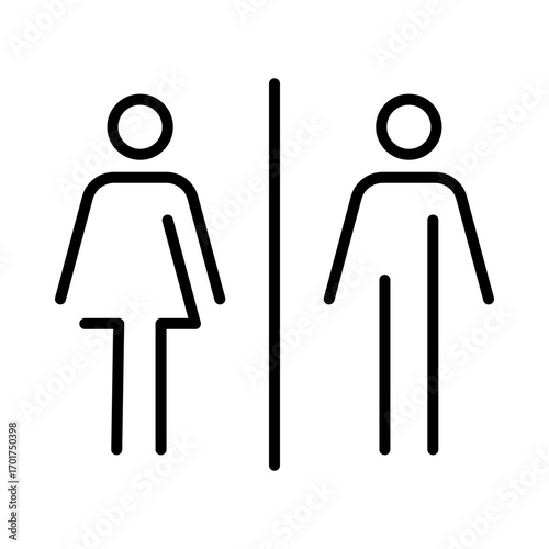 Toilet line icons set. Men and women restroom icon sign right arrow. Disabled wheelchair icon. Vector Illustration	