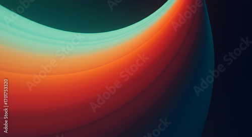 Abstract flowing wave of red and green gradient light.