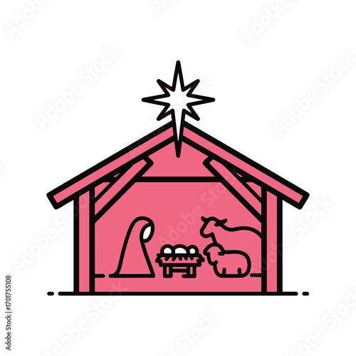flat vector Nativity scene icon