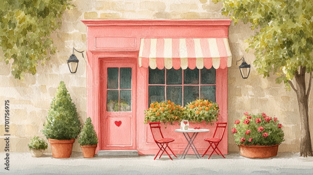 Fototapeta premium Charming outdoor gathering paris artwork urban setting eye-level view cozy ambiance with vibrant blossoms