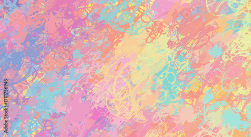 Pastel dreamscape: A vibrant abstract painting with textured brushstrokes and playful scribbles