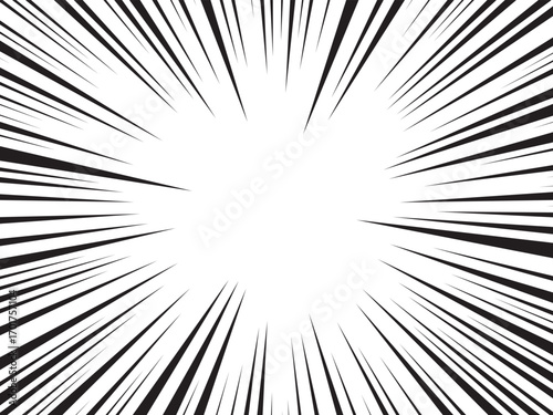 Manga comic explosion, motion or movement effect, vector background. Manga anime cartoon radial speed lines and abstract pattern for comic book burst, flash ray or explode bang action	