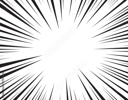 Manga comic explosion, motion or movement effect, vector background. Manga anime cartoon radial speed lines and abstract pattern for comic book burst, flash ray or explode bang action	
