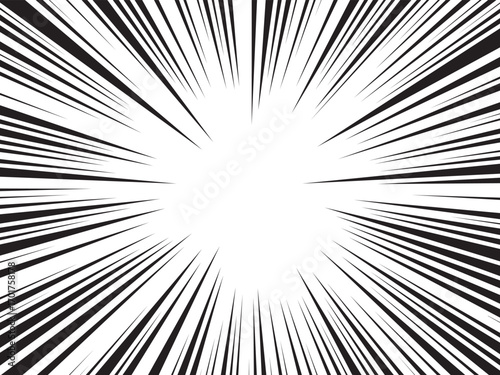 Manga comic explosion, motion or movement effect, vector background. Manga anime cartoon radial speed lines and abstract pattern for comic book burst, flash ray or explode bang action	