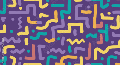 Vibrant and playful brush stroke pattern with cheerful colors for various designs