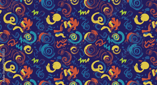 Whimsical and Artistic Swirls: An Expressive Hand-Drawn Pattern Design