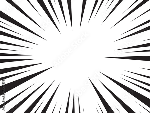 Manga comic explosion, motion or movement effect, vector background. Manga anime cartoon radial speed lines and abstract pattern for comic book burst, flash ray or explode bang action	