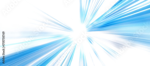 Abstract blue and white streaks of light suggesting speed and energy isolated on transparent background