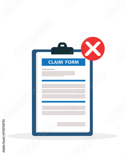 Clipboard claim form. Online claim form. Vector illustration