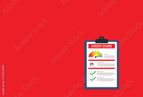 Credit score. Credit report document. Personal performance rating or customer feedback
