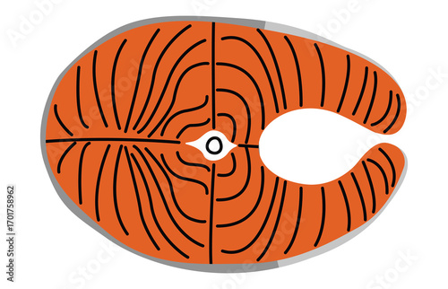 Salmon cute on a White background, vector illustration.