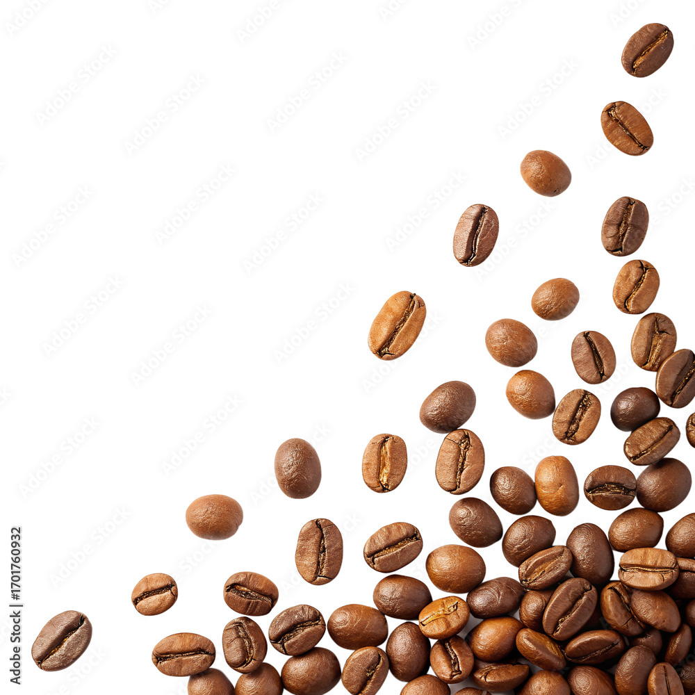 Naklejka premium Premium roasted coffee beans background for espresso cappuccino latte cafe and coffee shop advertising