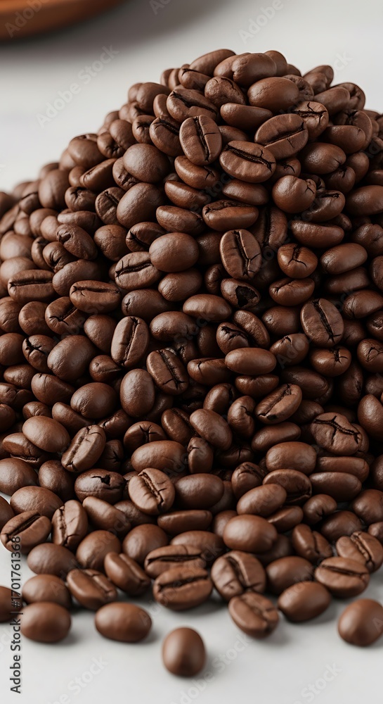 Obraz premium Roasted Coffee Beans Pile Close Up.