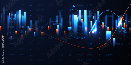business vector illustration design Stock market charts or Forex trading charts for business and finance ideas.