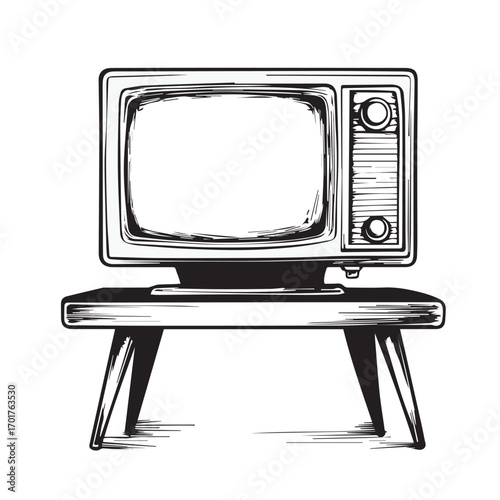 old tv set on table