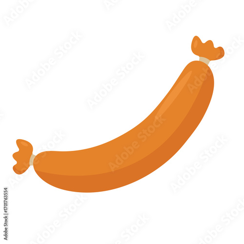 A vibrant orange sausage with a smooth texture, set against a plain white background