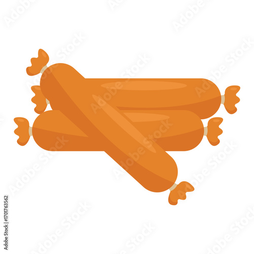 Colorful illustration of stacked sausages on a white background, ideal for food-related designs