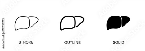 Liver icon for health medical. Vector stroke, outline and solid icons. Eps10 file.