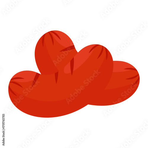 Vibrant red abstract shapes resembling organic forms against a clean white background