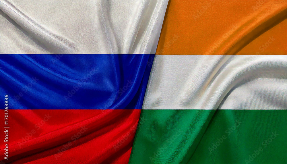 Fototapeta premium ロシアとハンガリーの国旗。(Russia flag and Hungary flag.) 