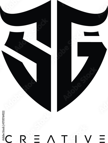 Obraz na plátně ZG Shield Monogram Logo with Bull Horn – Bold Emblem Symbol for Security, Protec