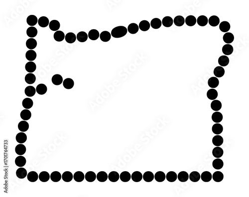 Outline of Oregon State Made of Black Dots on White Background